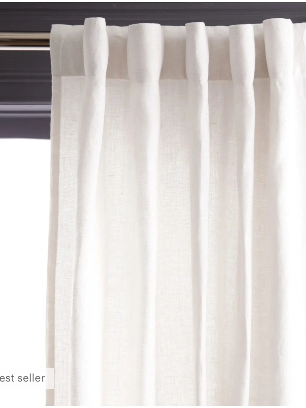 Quince Textured Linen Curtain White 48x96 Single Panel